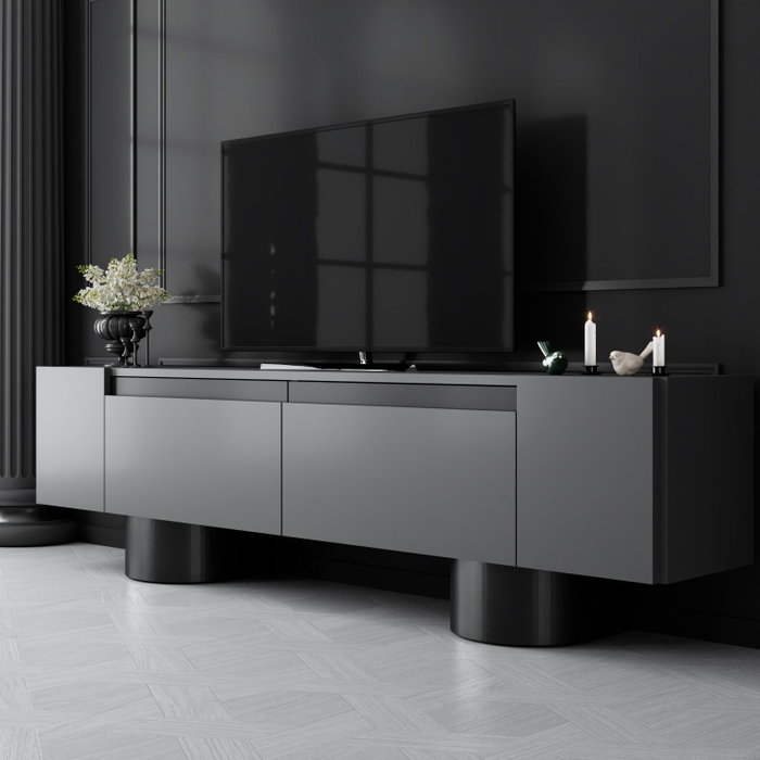 Hanah Home Bohem Soporte para TV Antracita y Negro Hanah Home Bohem Soporte para TV Antracita y Negro